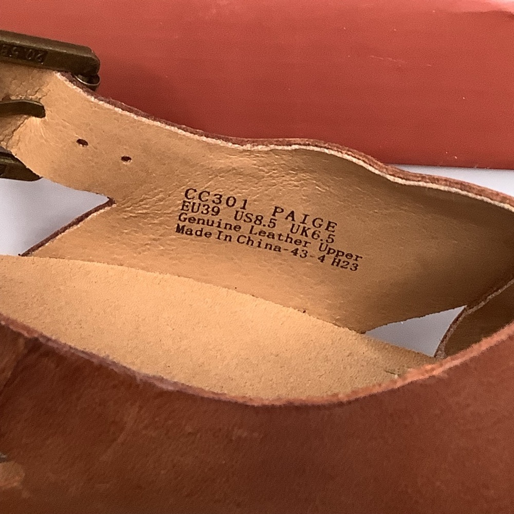 AETREX Sofie Cognac Leather Platform Sandals Jute Trim Arch Support Memo… - Picture 9 of 16